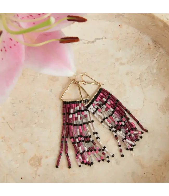 Howards Irie Beaded Rectangle Earrings Multi Berry