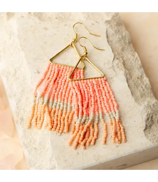 Howards Irie Seed Bead Chandelier Earrings Multi Coral