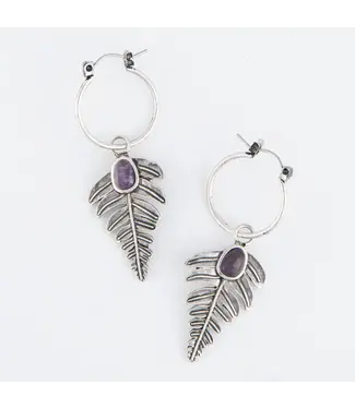 Howards Wild Spirit Stone Leaf Hoop Earrings