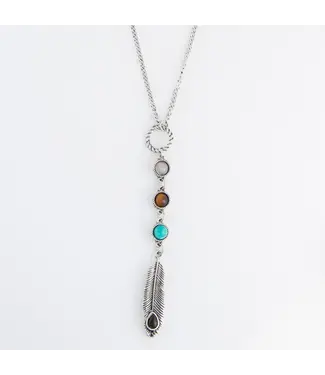 Howards Stevie Beaded Feather Charm Pendant Necklace 18"