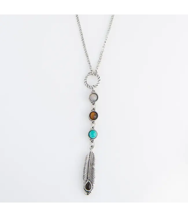 Howards Stevie Beaded Feather Charm Pendant Necklace 18"