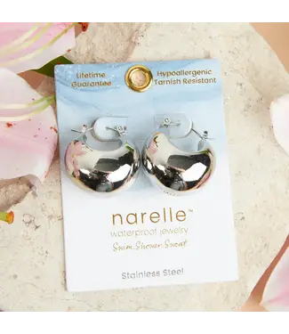 Howards Narelle Waterproof Bowl Hoop Earrings Silver