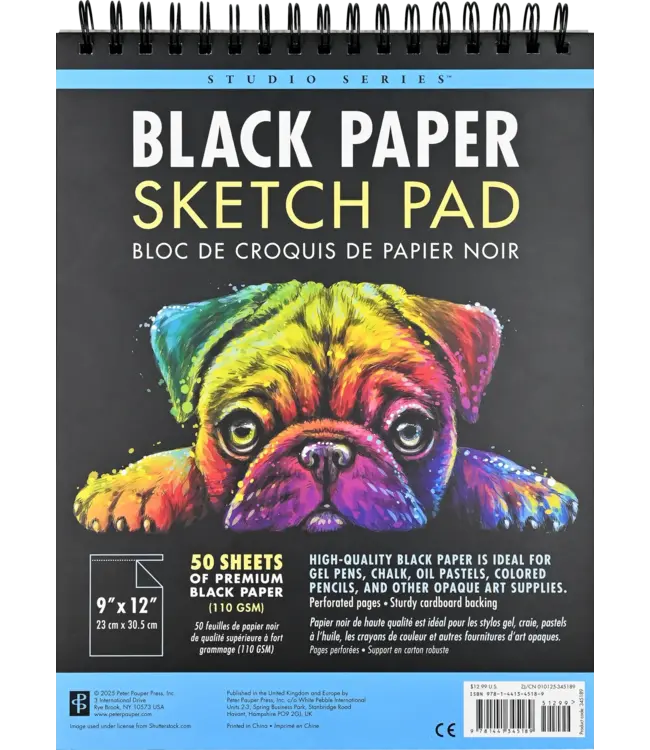 Peter Pauper Press Black Paper Sketch Pad