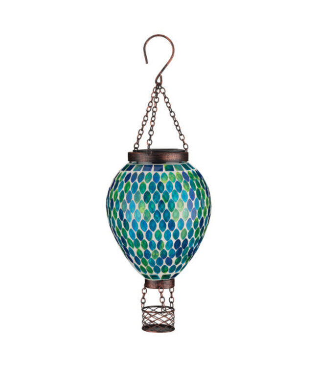 Regal Mosaic Hot Air Balloon Solar Lantern Blue