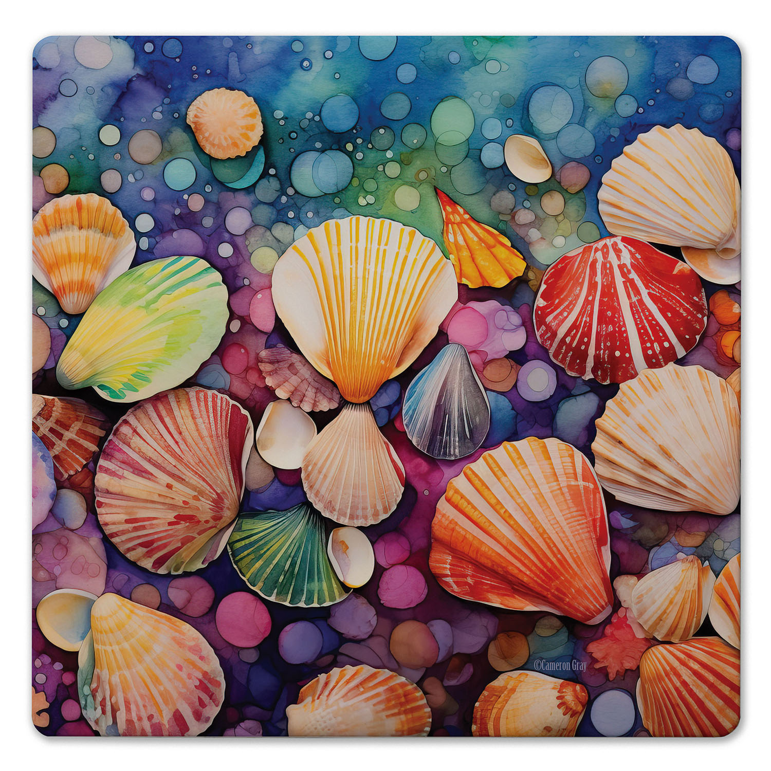 Shell Square Highland Home Bright Shells Square Straight Edge Trivet - Breazy Beach