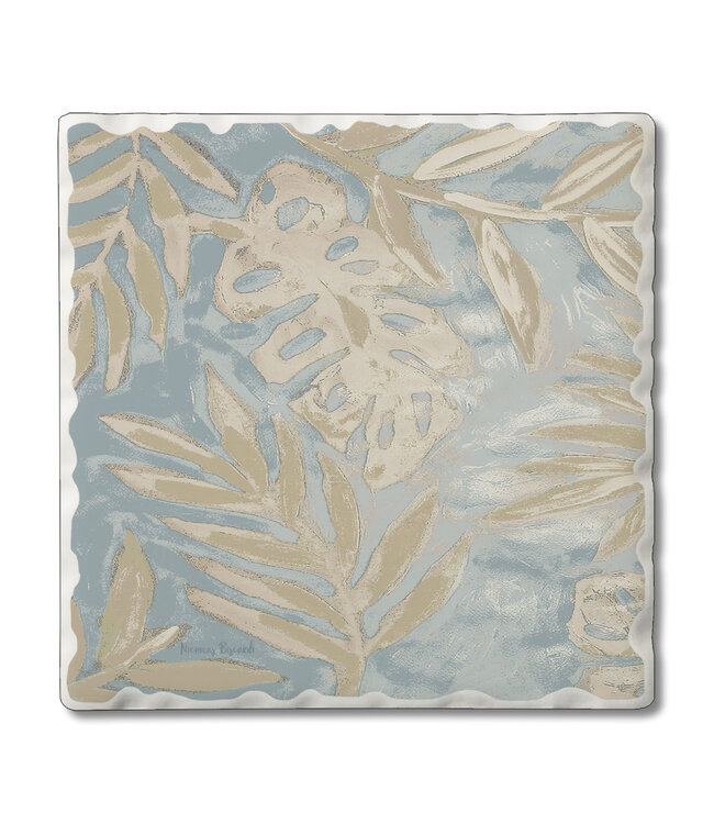Highland Home Coastal Leaves Sandy Coastal Blues Collection Single Tile