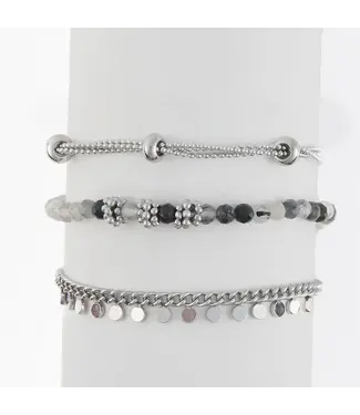 Howards Narelle Waterproof Beaded Chain Bracelet Set Silver