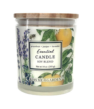 Kiss Me In The Garden Grapefruit Juniper Lavender 14 oz Soy Candle in glass