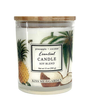 Kiss Me In The Garden Pineapple Coconut 14 oz soy Candle glass