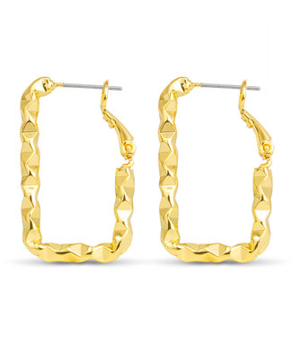 Amanda Blu Gianna Polished Twisted Rectangle Hoop Gold