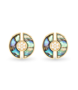 Amanda Blu Gold Abalone & CZ Blue Circle Earring