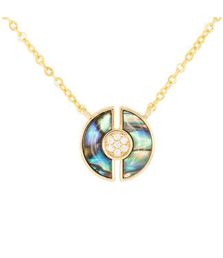 Amanda Blu Gold Abalone & CZ Blue Circle Necklace
