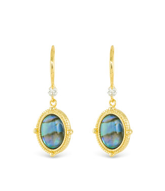 Amanda Blu Gold Abalone Blue Compass Drop Earrings