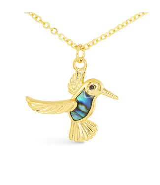 Amanda Blu Gold Abalone Blue Hummingbird Necklace