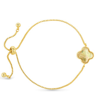 Amanda Blu Gold Abalone Tan Clover  Bracelet