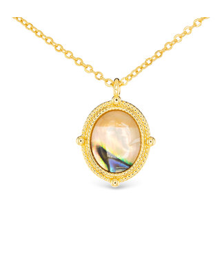 Amanda Blu Gold Abalone Tan Compass Necklace