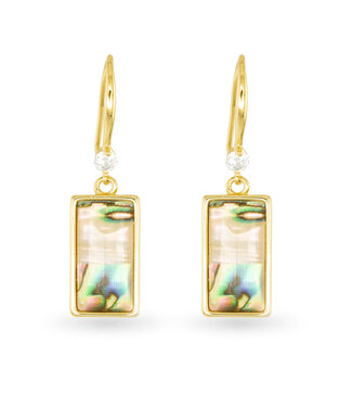 Amanda Blu Gold Abalone Tan Rectangle Drop Earrings