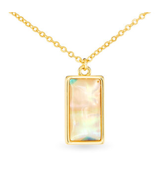 Amanda Blu Gold Abalone Tan Rectangle Necklace