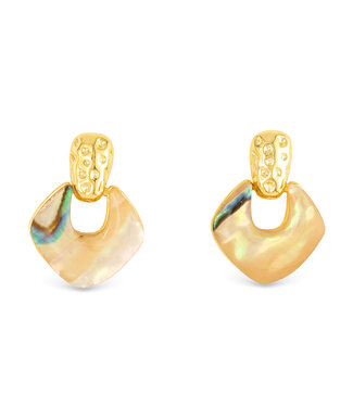 Amanda Blu Gold Abalone Tan Square Small Drop Earring