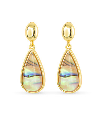 Amanda Blu Gold Abalone Tan Teardrop Drop Earring