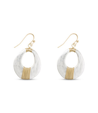 Amanda Blu Gold and Silver Matte Hoop with Wire Dangle Earrings