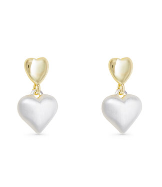 Amanda Blu Gold and Silver Polished and Matte Mixed Heart Drop Earrings