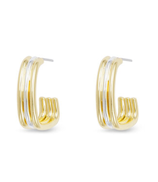 Amanda Blu Gold and Silver Polished Rectangle Hoop Earrings