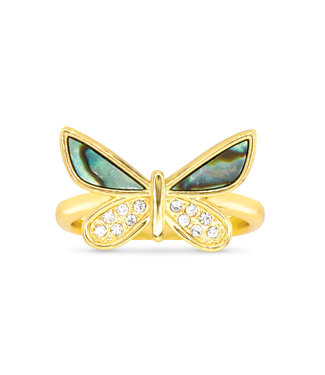 Amanda Blu Gold CZ & Grey MOP Butterfly Ring Size 7