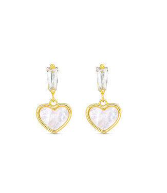 Amanda Blu Gold CZ & MOP Heart Drop Earrings
