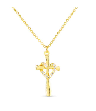 Amanda Blu Gold CZ Cross Heart Necklace