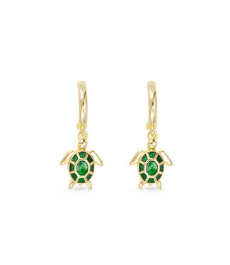 Amanda Blu Gold Enamel Green Sea Turtle Earrings