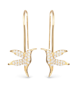 Amanda Blu Hummingbird CZ Drop Earrings Gold