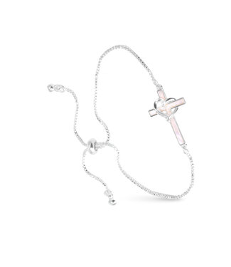 Amanda Blu MOP Cross CZ Heart Bracelet Silver