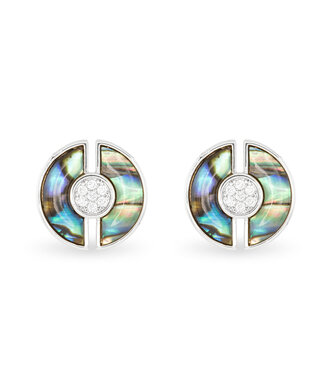 Amanda Blu Silver Abalone & CZ Blue Circle Earring