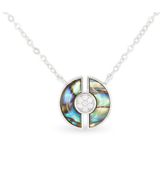 Amanda Blu Silver Abalone & CZ Blue Circle Necklace