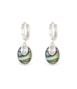 Amanda Blu Silver Abalone & CZ Blue Oval Small Drop Earring