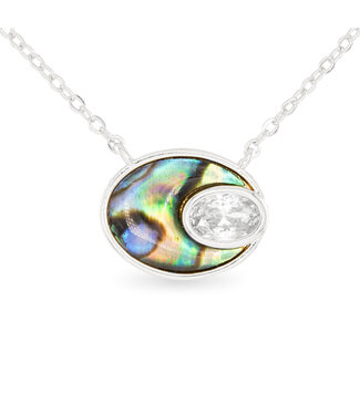 Amanda Blu Silver Abalone & CZ Blue Oval Small Necklace