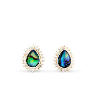Amanda Blu Silver Abalone & CZ Blue Pear Small Earrings