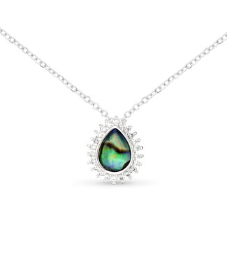 Amanda Blu Silver Abalone & CZ Blue Pear Small Necklace