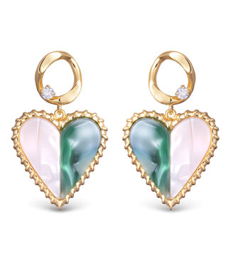 Amanda Blu Two Toned Mother of Pearl Heart Earrings Gold