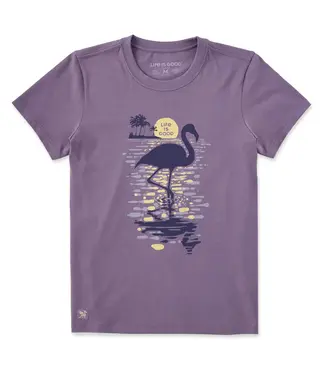 Life Is Good Womens Crusher Tee Moonlit Flamingo Dusk Purple