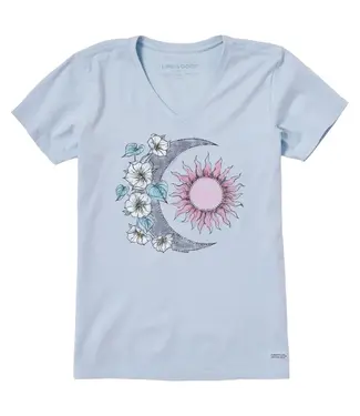 Life Is Good Womens Crusher Vee Sun In Floral Moon Glacier Blue