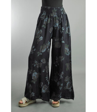Tempo Paris PRINT SMOCKED PANTS NAVY