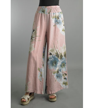 Tempo Paris SMOCKED PRINT PANTS MAUVE