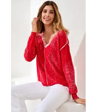 Tribal Long Sleeve V-Neck Sweater Gardenia