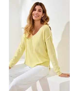 Tribal Long Sleeve V-Neck Sweater Lemongrass