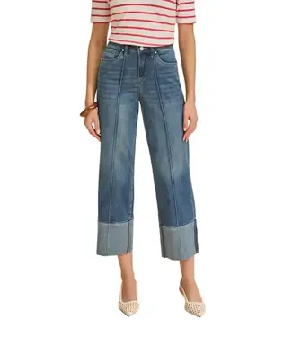 French Dressing Olivia Wide Cuffed Ankle Jean Lite Blue