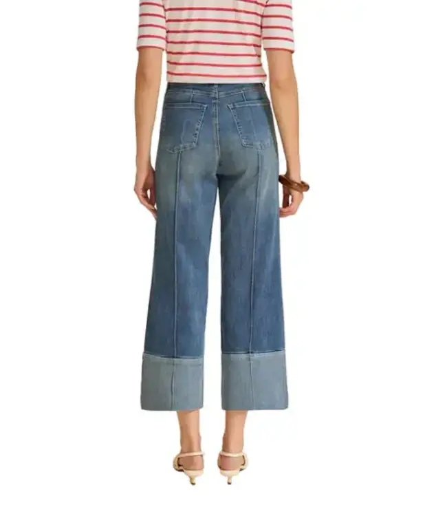 French Dressing Olivia Wide Cuffed Ankle Jean Lite Blue