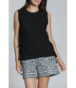 APNY INC Sleeveless Lace Up Tee Black