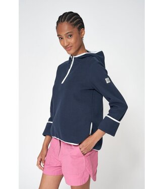 Batela USA Inc INTERLOCK HOODIE WITH HALF ZIP SIDE SLITS Navy Blue